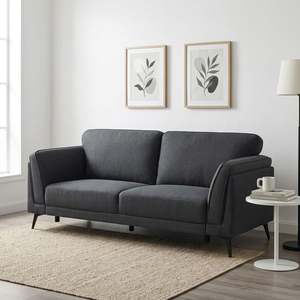 Block Promotion 2: Brulo Linen 3 Seater Sofa - Dark Grey