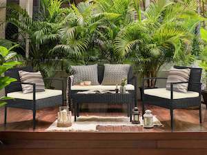 Tucson 4 Piece Rattan Outdoor Sofa Set - Black