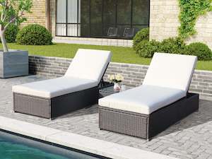 Outdoor Sofa Set: Tahiti 3 Piece Outdoor Rattan Sun Lounger Set