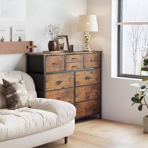 Block Promotion 4: Natalia 10 Drawers Lowboy Chest Dresser - Rustic Brown