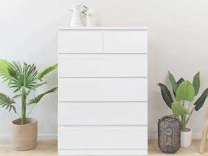 Bestseller: Tongass Wooden Tallboy 6 Drawers - White