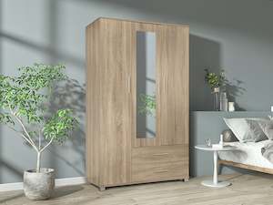 Bestseller: Bram 3 Door Wardrobe Cabinet with Mirror - Oak