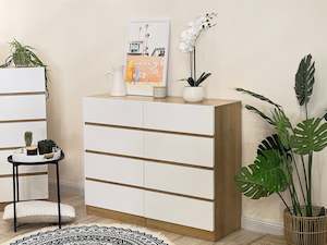 Bestseller: Harris 8 Drawers Low Boy - Oak + White
