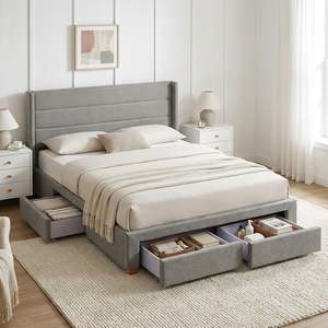 Homepage Sale 8: Oasis Queen Bed Frame with 4 Drawers - Grey