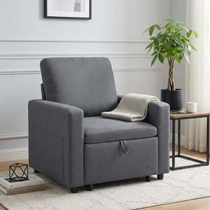 Nest Linen 1 Seater Sofa Bed - Dark Grey