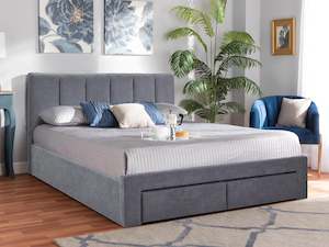 Bedroom: HLOLELA King Bed with Drawers - DARK GREY