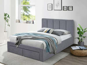 HLOLELA Queen Bed with Drawers - DARK GREY