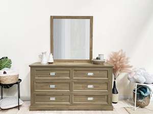 Hadley Solid Wood 6 Drawer Dresser with Mirror - Emerland Grey