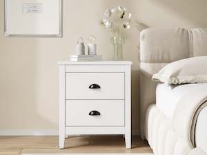 Congo Bedside Table with 2 Drawers - White