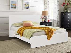 TONGASS Double Wooden Bed - WHITE
