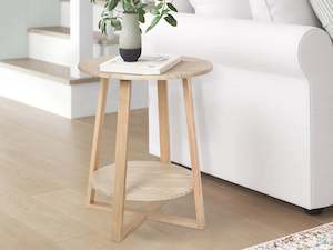 Living Room: Andile Round Coffee Table Side Table - Oak
