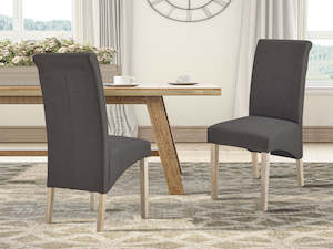 Dining Room: LOLA 2PCS Upholstered Dining Chair - CHARCOAL