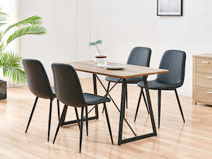 Dining Room: CALLIE 4PCS PU Leather Dining Chair - DARK GREY