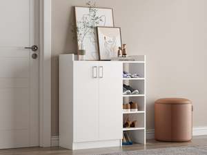 Homepage Sale 6: Aster Storage Cabinet with Shoe Rack - White