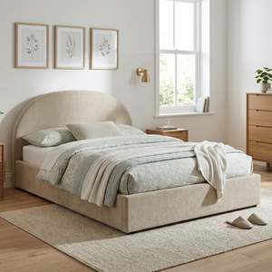 Preorder: Isabella Queen Gas Lift Bed Frame - Light Taupe