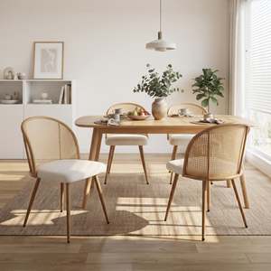Preorder: Palm Flannel Dining Chair - Set Of 4 - Beige