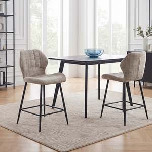 Preorder: Hygge Fabric Bar Stool - Set Of 2 - Light Brown