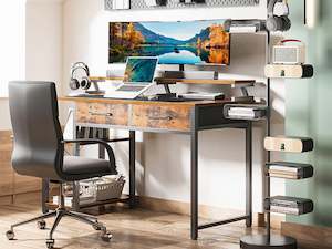Gael 120cm Computer Desk with 2 Drawers - Rustic Brown