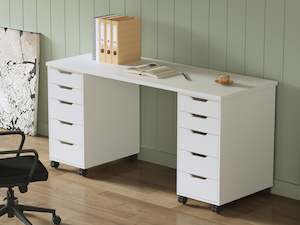 Miles 160cm Computer Desk With Drawers - White