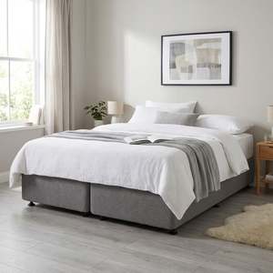 King Beds: Vinson Fabric King Split Bed Base - Grey