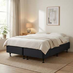 King Beds: Charles Fabric King Split Bed Base 4 Drawers - Black