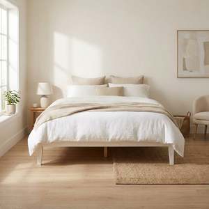 King Beds: Conival King Wooden Bed Frame - White