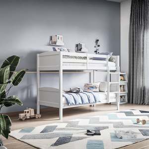 Single Beds: Annan Single Wooden Bunk Bed Frame - White