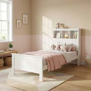 Single Beds: Jamie Single Wooden Bed Frame - White
