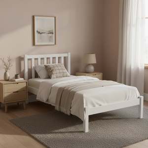 Single Beds: Baker Single Wooden Bed Frame - White
