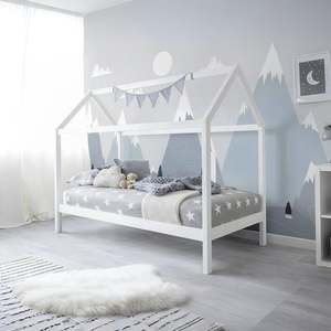 Mayon Single Wooden House Bed Frame - White