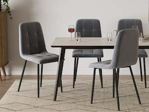 Sasha Dining Chair - Set of 4 - Grey + Black