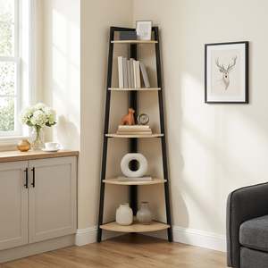 Preorder: Brace 5 Tier Corner Shelf - Natural
