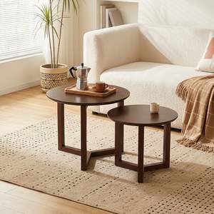 Preorder: Timber 2 Piece Coffee Table Set - Walnut