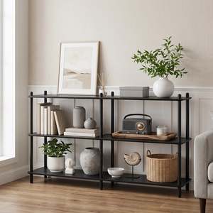Tui 3 Tier Long Storage Shelf Bookshelf - Black