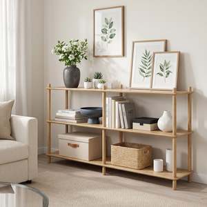 Tui 3 Tier Long Storage Shelf Bookshelf - Oak