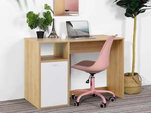 Office: Makalu 100cm Computer Study Desk with Cabinet - Oak