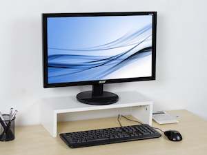 Office: Monitor Stand Desk Storage - White
