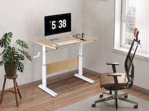 Desks: Lucas 80cm Manual Standing Desk - Maple + White