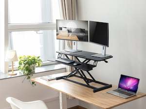Sit-Stand Desk Converter with Keyboard Tray - Black