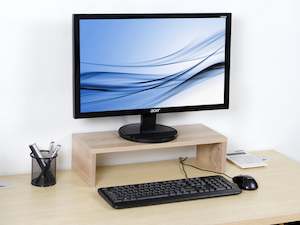 Laptop Stand: Monitor Stand Desk Storage - Oak