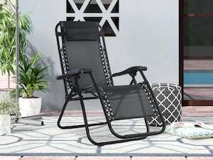 Outdoor Furniture: Outdoor Camping Chair Sun Lounger - Black