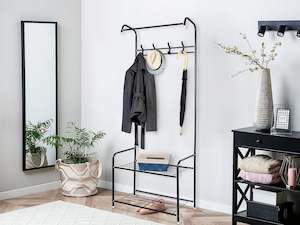 Shoe Cabinets: Clothing Garment Rack with Shelves - Black
