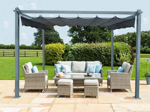 Awnings: ToughOut Aluminium Pergola with Retractable Canopy 4x3M