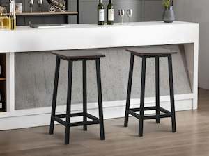 Ian Metal Bar Stool - Rustic Brown + Black