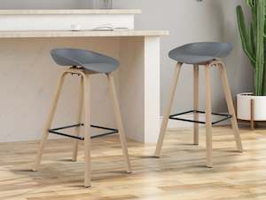 Bar Stools: Kai Bar Stool Metal Barstool 75cm - Grey