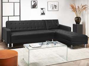 Sofa Beds: Minnesota Sofa Bed Futon with Chaise - Black