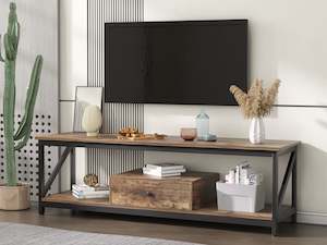 Atlas 1.4m Entertainment Unit with Drawer - Rustic Brown