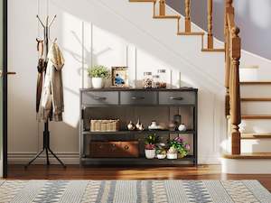 Shrike Console Table with 3 Drawers - Black Walnut