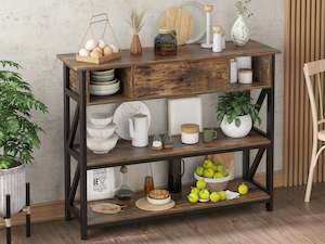 Atlas 1m Console Table with Drawer - Rustic Brown