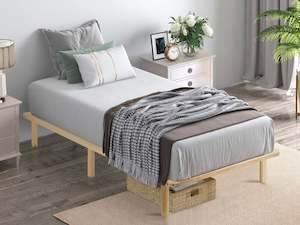 Single Bedframes: Ohio Single Wooden Bed Base - Natural
